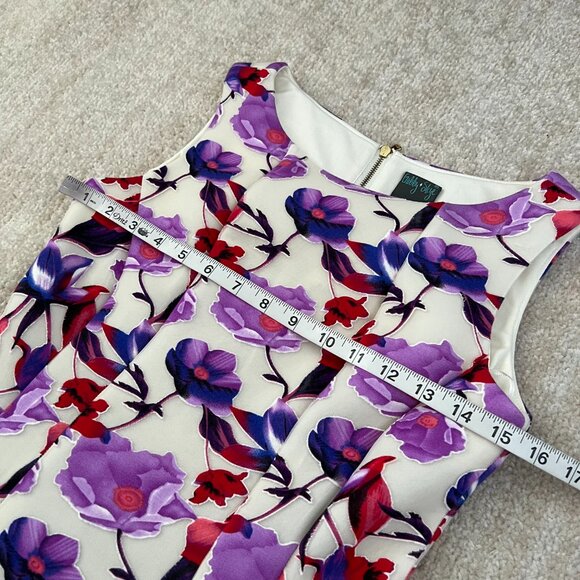Gabby Skye White Floral Sleeveless Fit and Flare Cocktail Party Mini Dress 4 - Picture 7 of 12